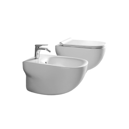 Wall-Hung Italian Toilet NoRim Pure, Glossy White