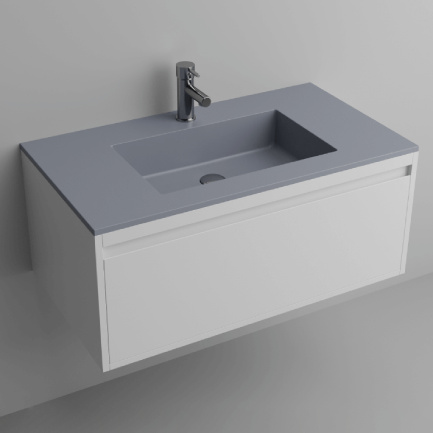 Lugano 36" Matt Gray Single Vanity Sink, Solid Surface