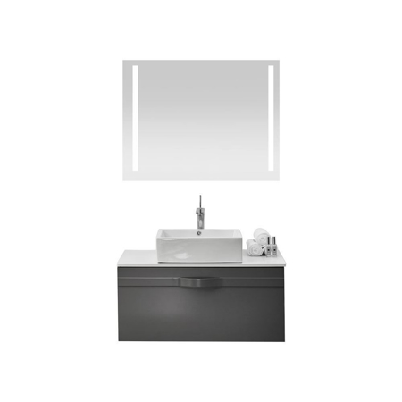 36" Matt Gray Wall Mounted Modern Single Bathroom Vanity with Mirror