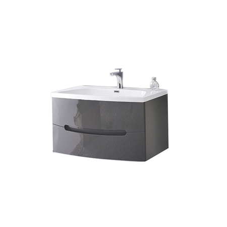 36" Modern Solid Plywood Bathroom Vanity and Sink, Brera Glossy Gray