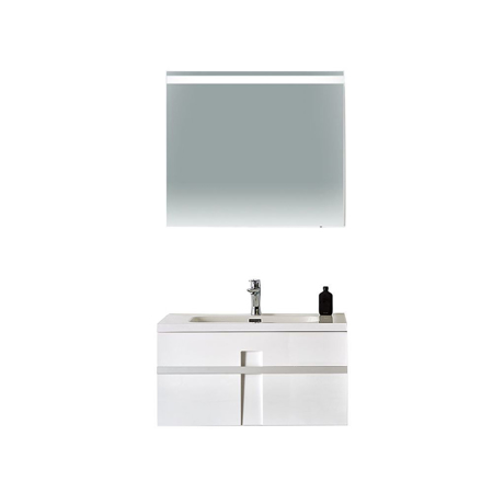 Mino 40" White Wall Mounted Modern Single Bathroom Vanity with Mirror