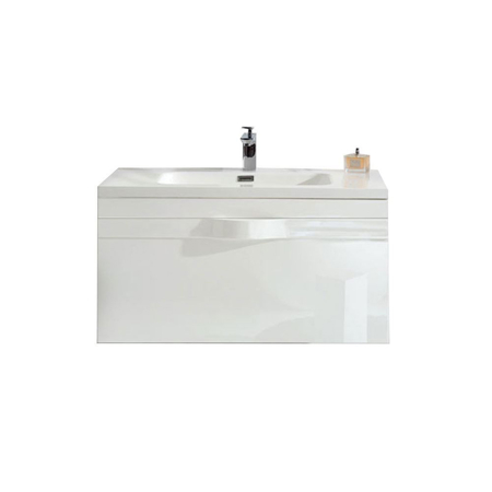 36" Modern Wall Hung Bathroom Vanity, Riel Glossy White