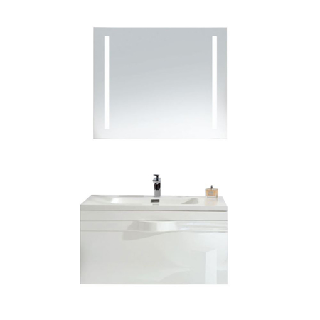 36" Gray Wall Mounted Modern Single Bathroom Vanity with Mirror
