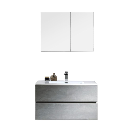 Contemporary Venice Gray 40" Bathroom Wall Hung Single Vanity Set