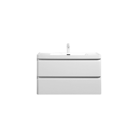 Perla 36" Matt White Wall Hung Modern Bathroom Single Vanity and Sink