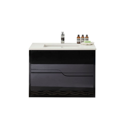 Glossy Black 32" Modern Bathroom Vanity, Leisure