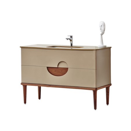 Modern Matt Beige 40" Solid Plywood Bathroom Vanity, Vela