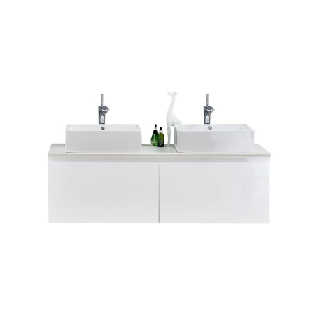 Glossy White Double Wall Hung Bathroom Vanity, Nova Glossy White