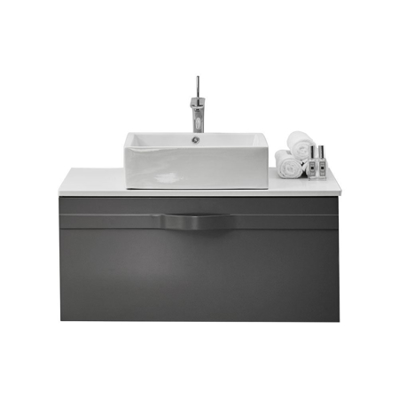 36" Modern Wall Hung Bathroom Vanity, Riel Matt Gray