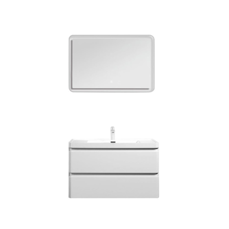 Perla 36" Matt White Wall Hung Bathroom Modern Single Vanity