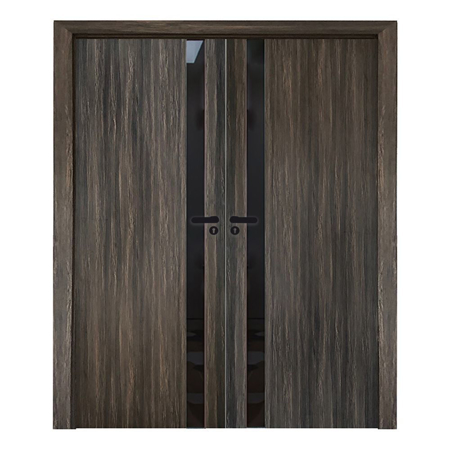 Ash Gray Interior Glass Panel Double Door, 64" x 96"