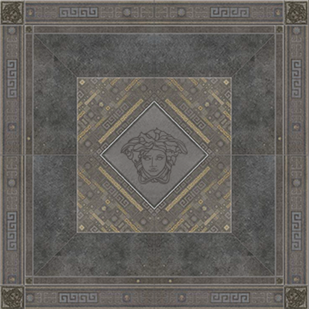 Versace Italian Rosone Antracite Porcelain Tile 63" x 63", Greek