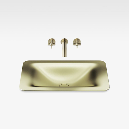 Italian Modern Bathroom Vanity Sink, Armani 26" Shagreen Matt Gold