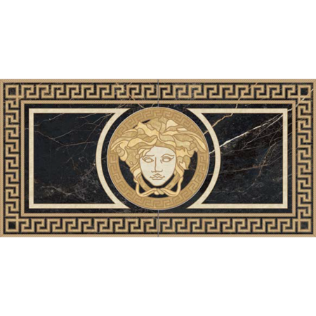 Versace Italian Rosone Nero Porcelain Tile 23" x 46", Marble