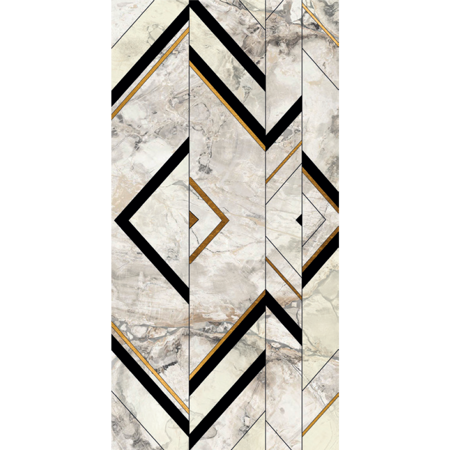 Estoril Ivory Polished White 24" x 48" Decoro Goldstripe Porcelain Tile