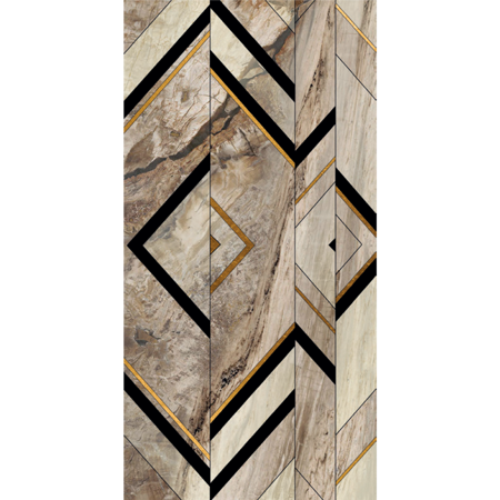 Estoril  Polished Ivory Beige 24" x 48" Decoro Goldstripe Porcelain Tile