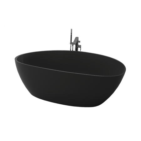 Chiara 67" Black Contemporary Freestanding Bathtub