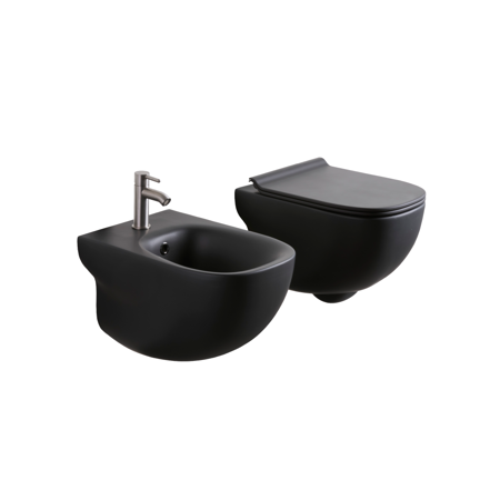 PURE MATT BLACK WALL HUNG TOILET, NORIM