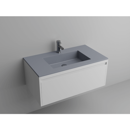Lugano 36" Matt Gray Single Vanity Sink, Solid Surface