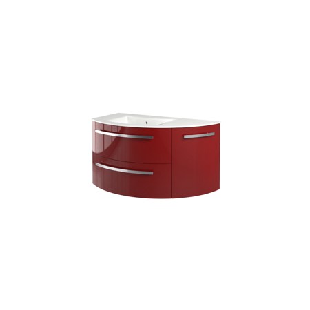 Yara 38" vanity with right rounded cabinet in Red
