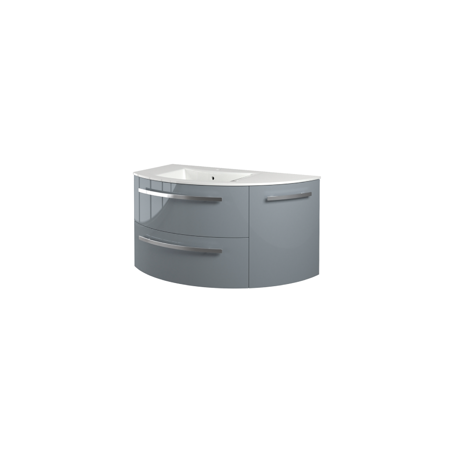 Yara 38" vanity with right rounded cabinet in Grey