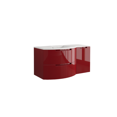 Bruna 43" vanity with right side cabinet in Red