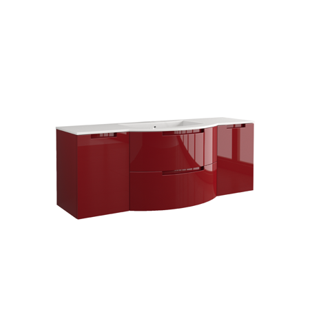 Bruna 57" vanity with both side cabinets in Red