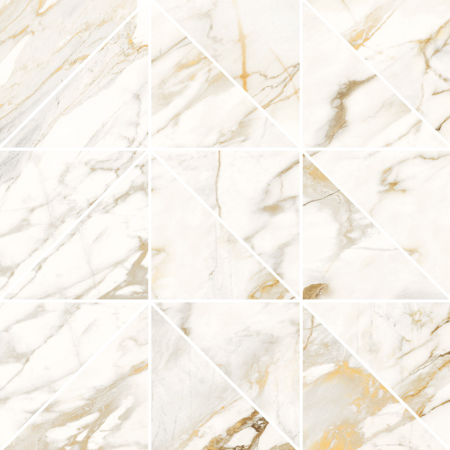 Roberto Cavalli Lush 12"x12" Calacatta Oro Mosaico Triangoli