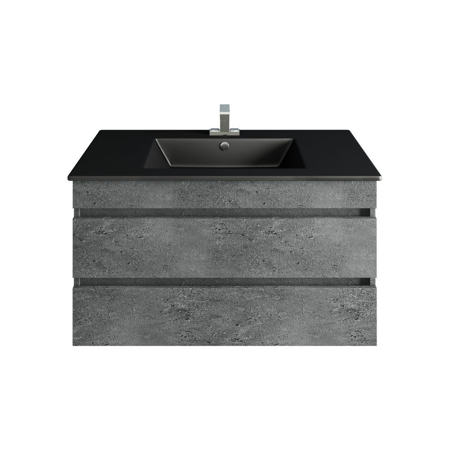 32"Glance Granite Bathroom Vanity, Matt Black Sink