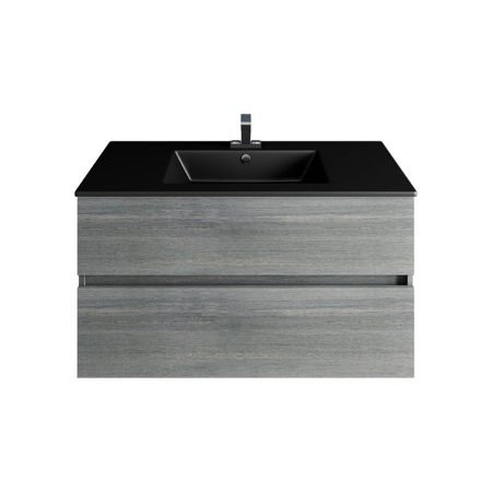 32'' Frozen Gray Bathroom Vanities, Matt Black Sink