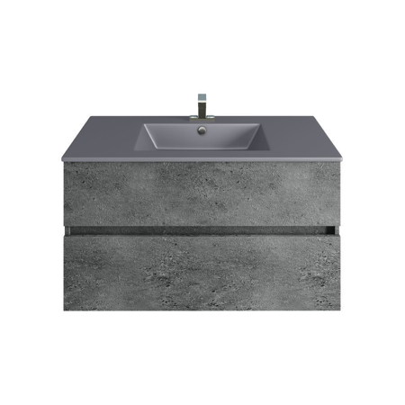 32'' Concrete Gray Granite Bathroom Vanity, Matt Gray Sink
