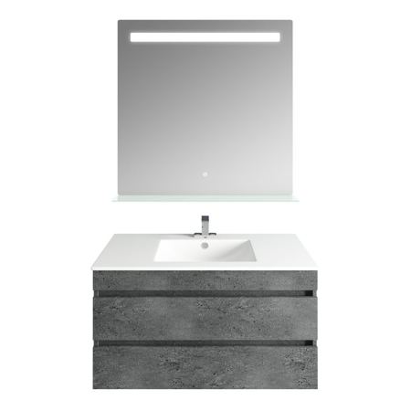 32'' Glance Granite Vanity, Matt White Sink, Ronda Mirror