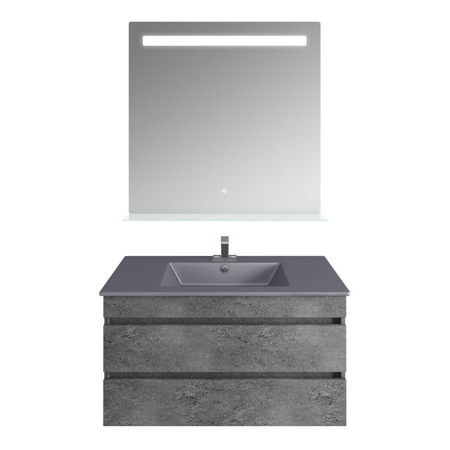 32'' Glance Granite Vanity, Matt Gray Sink, Ronda Mirror