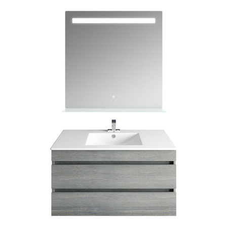 32'' Glance Frozen Gray Vanity, Matt White Sink, Ronda Mirror