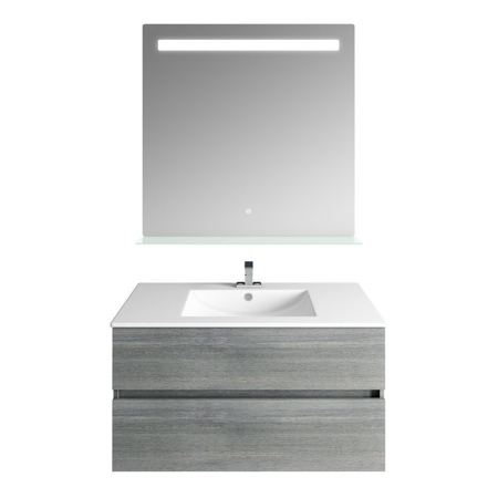 32"Frozen Gray Vanity, Matt White Sink, Ronda Mirror