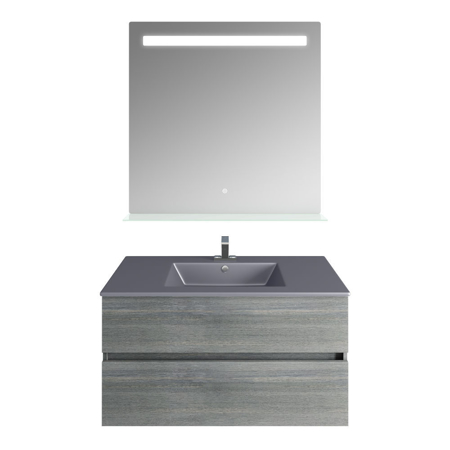 32" Frozen Gray Vanity, Matt Gray Sink, Ronda Mirror