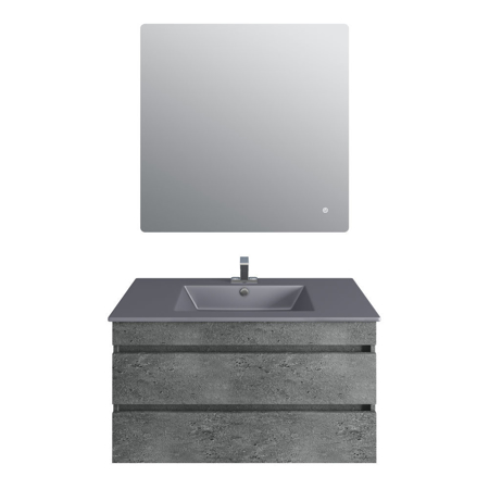 36'' Glance Granite Vanity, Matt Gray Sink, Avenue Mirror