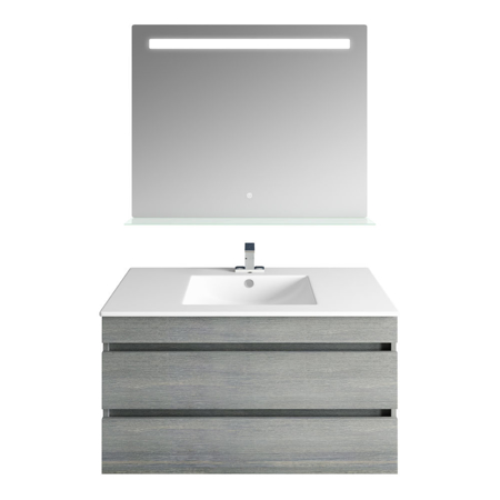 36'' Glance Frozen Gray, Matt White Sink, Ronda Mirror