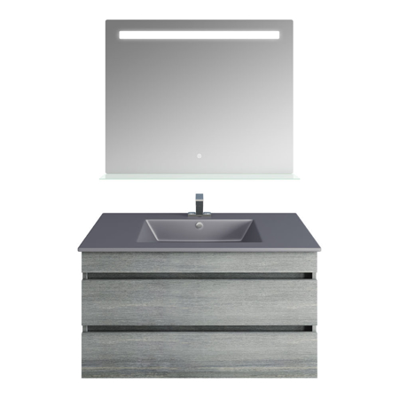 36'' Glance Frozen Gray, Matt Gray Sink, Ronda Mirror