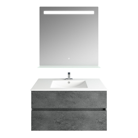 36'' Concrete Gray Granite, Matt White Sink, Ronda Mirror