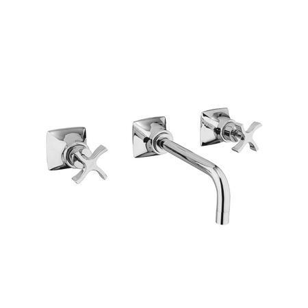 Long Beach Chrome Basin Mixer Wall Mounted, 3 Holes