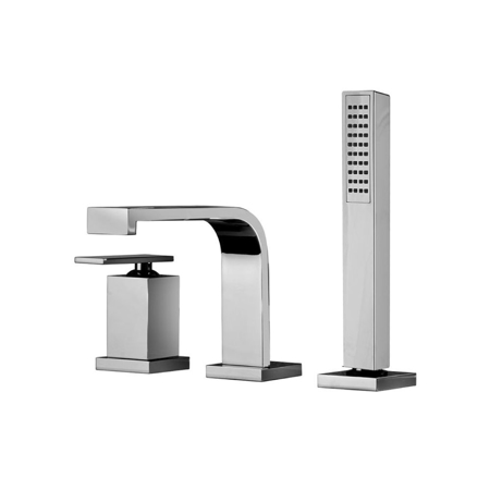 Suzuka Chrome Bath Mixer Deck Mounted with Spout, Diverter and Hand Shower