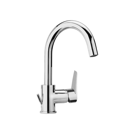 Sakhir Matt Black Single Lever Basin with Swivel Spout and Pop-up Waste