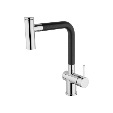 Piston Matt Black Single Lever Pull-out Kitchen Mixer with 2 Mode Spray