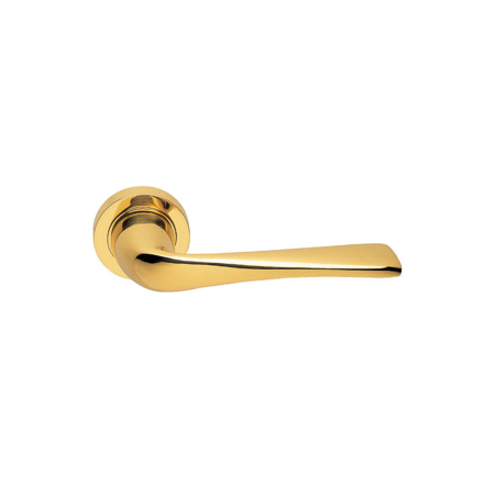Aria  Italian Contemporary Door Handle, Polished Brass