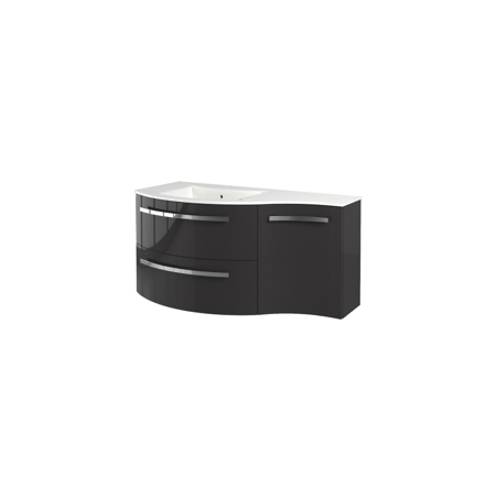 Yara 43" vanity with left concave cabinet in Black