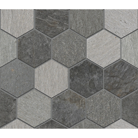 Rocks Silver Black Mix Dark Exa 10" x 12" Mosaic