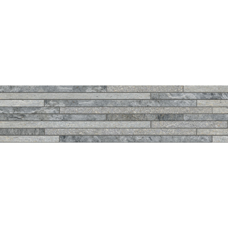 Rocks Silver Black Mix Dark Strip 6" x 24" Mosaic