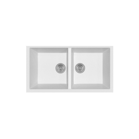 L'onda34" x 18" Double Basin Granite Undermount Sink in Black