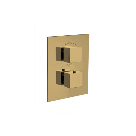 Quadro Thermostatic Valve With 2 Way Diverter Volume Control Matt Gold